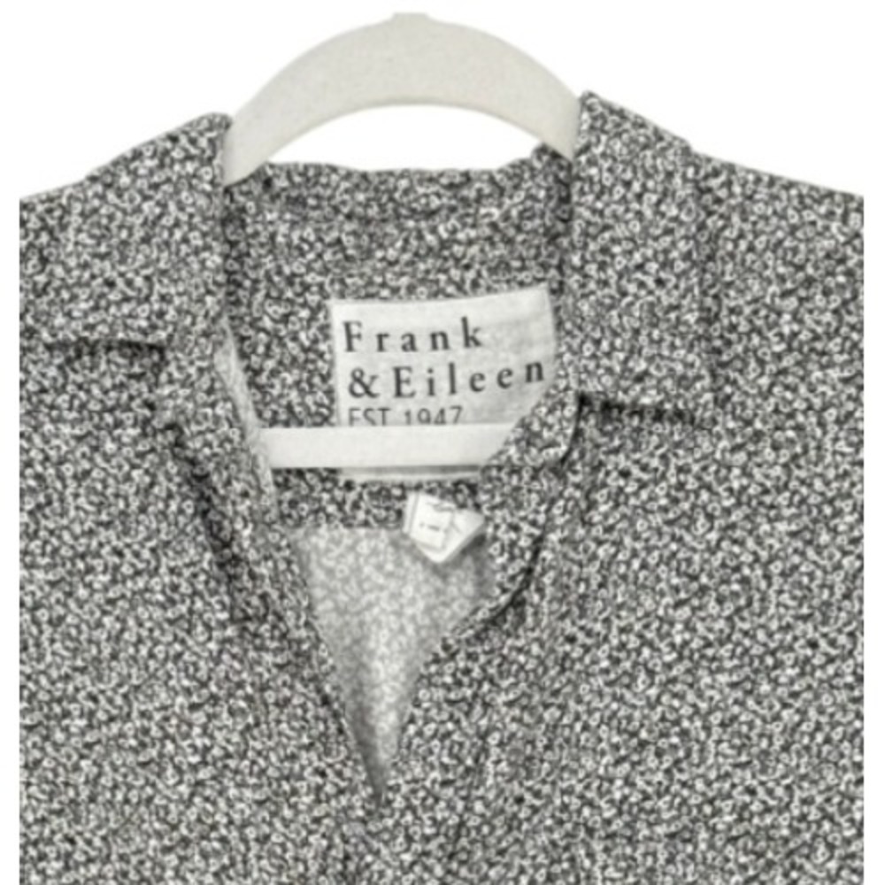 Frank & Eileen Micro Floral Long Sleeve Button Up Black White Size S Cottagecore